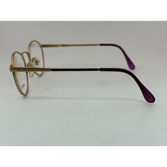GARBEAU - Gold Purple 7036 49-21-135 Round Eyeglass Frames - Picture 2 of 7